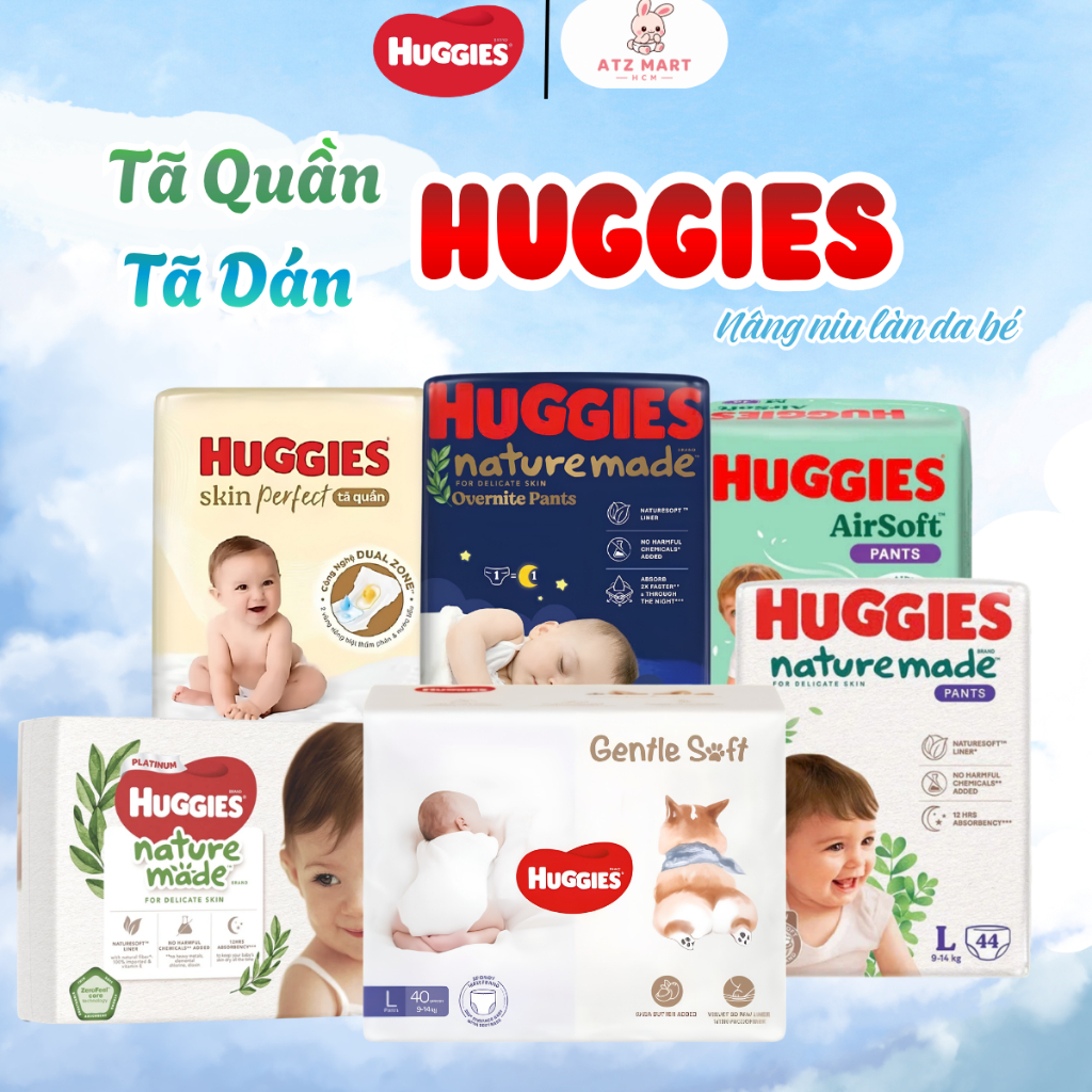 (CHÍNH HÃNG) Tã Huggies Tã Quần Tã Dán Chính Hãng Nature Made, Skin Perfect, Corgi, Airsoft Đủ Size