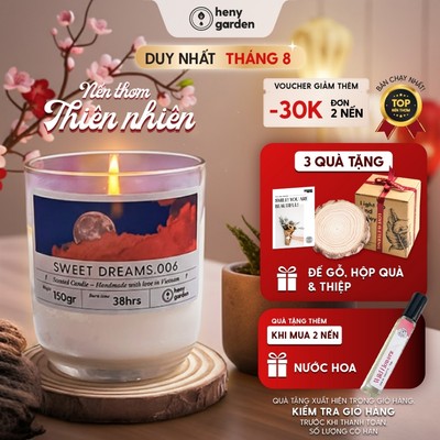 Nến Thơm Quà Tặng Thư Giãn Mùi Hương Dễ Ngủ HENY GARDEN Dành Cho Phòng Vừa Và Nhỏ