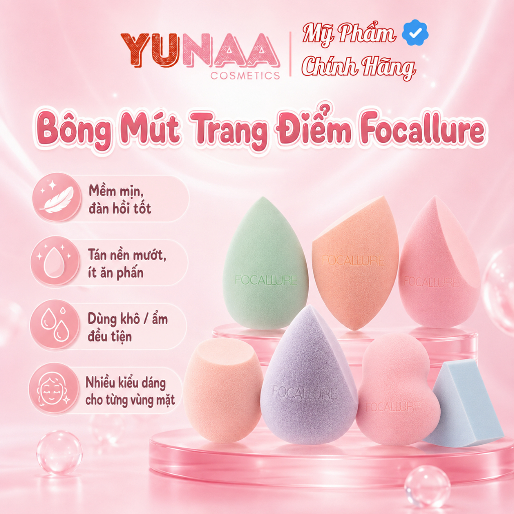 [Y161] Mút Xốp Trang Điểm Tán Kem Nền FOCALLURE Mềm Mại