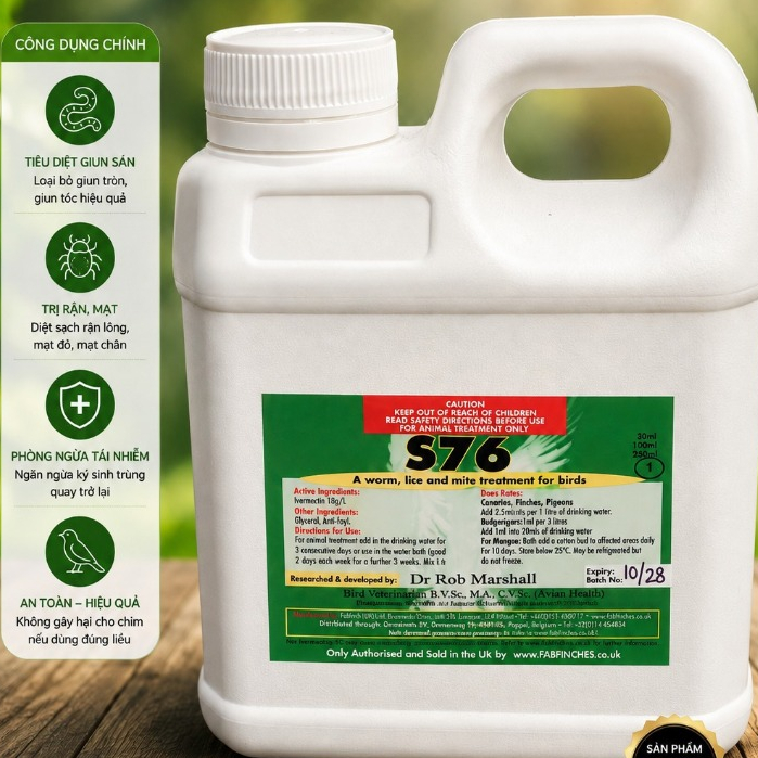 S76 phòng,chữa rận mạt cho chim chai chiết 10ml và 50ml
