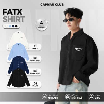 [MÀU MỚI] Áo sơ mi nam tay dài FATX phom Boxy rộng, sơ mi nam CAPMAN CLUB oxford phong cách trẻ trung thoải mái