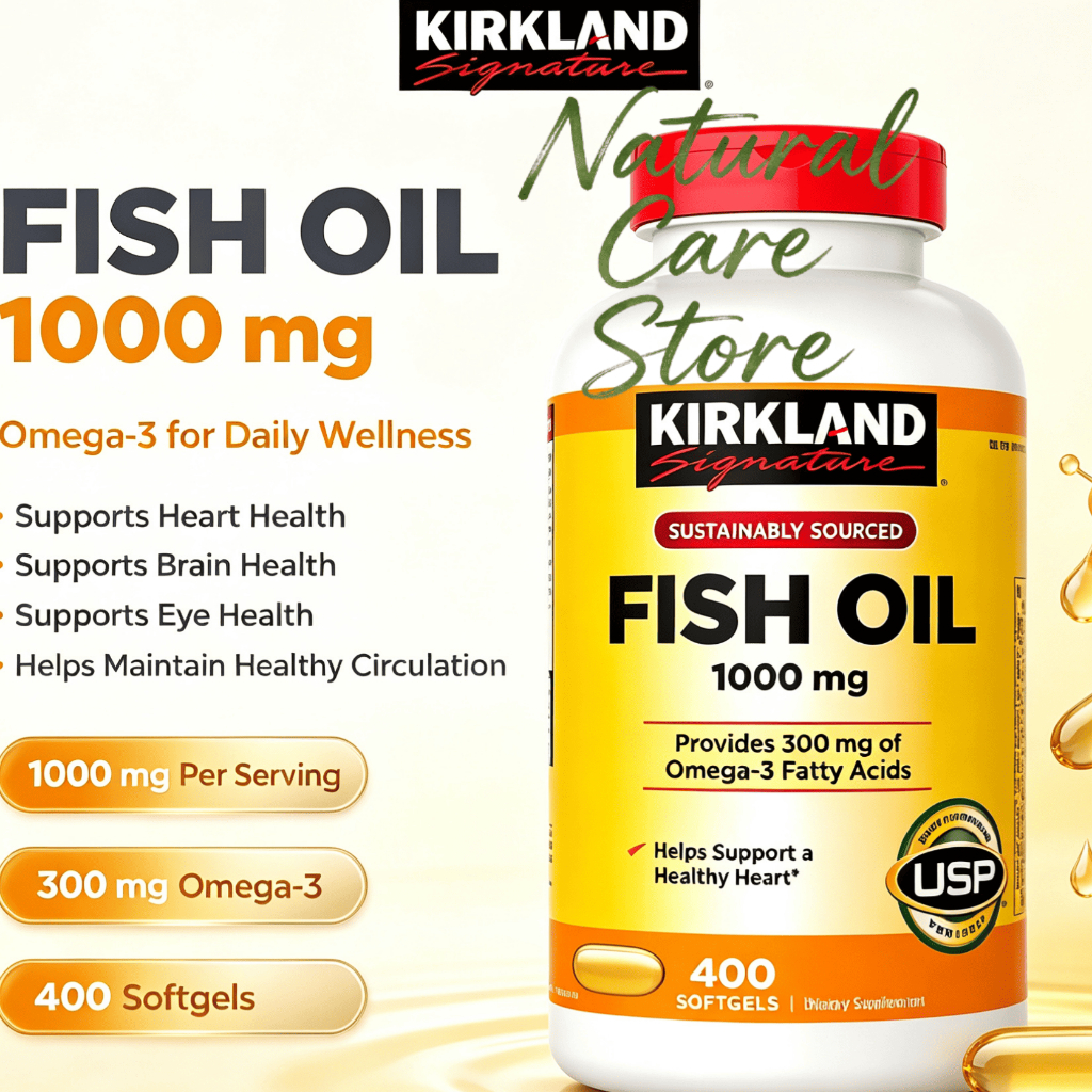 【Nhập khẩu từ Mỹ】Viên uống Kirkland Signature Fish Oil 1000 mg Omega-3 Fish Oil Softgels 400 viên