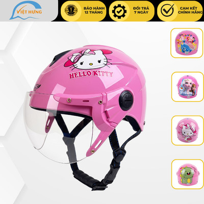 Mũ bảo hiểm trẻ em có kính BKtec - BK14 - Dành cho bé từ 5 đến 10 tuổi, bé nặng dưới 30kg - Vòng đầu từ 52-54cm