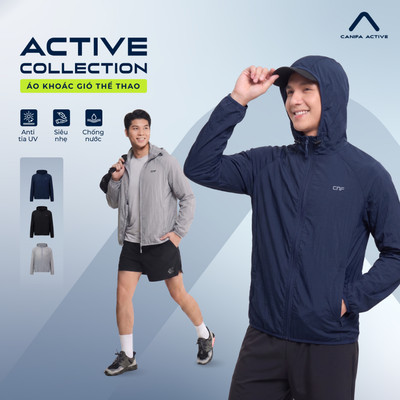 Áo khoác gió thể thao nam CANIFA chống nắng mỏng nhẹ chống nước nhanh khô phù hợp chạy bộ du lịch PS26 8OT26S002