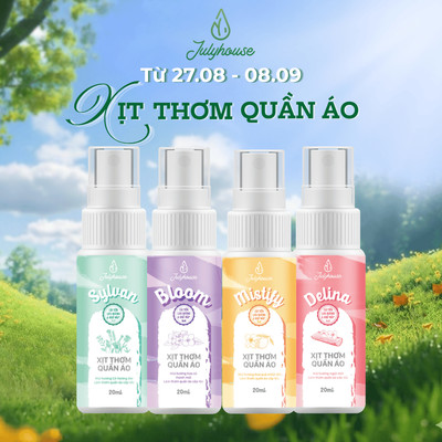 Xịt thơm quần áo JULYHOUSE 20ml làm thơm vải, hương thơm ngọt mát