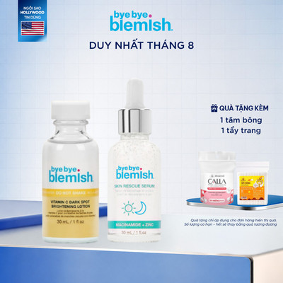 Combo Kiềm Dầu Và Giảm Thâm Mụn Bye Bye Blemish Vitamin C & Skin Rescue Serum (30mlx2)