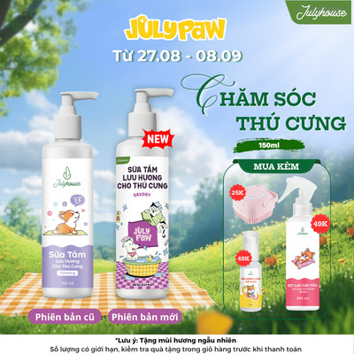 Sữa tắm cho chó mèo 150ml Julyhouse thơm mát khử mùi hôi cho thú cưng