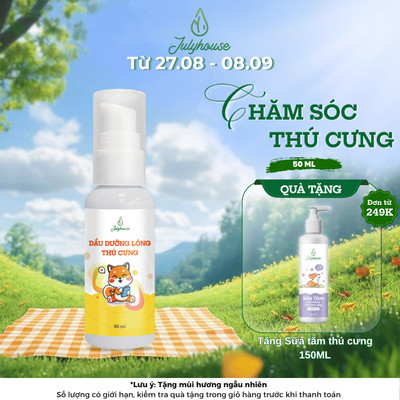 Dầu Dưỡng Lông Cho Chó Mèo JULYHOUSE 50ml Giúp Lông Mềm Mượt, Hương Thơm Dịu Nhẹ