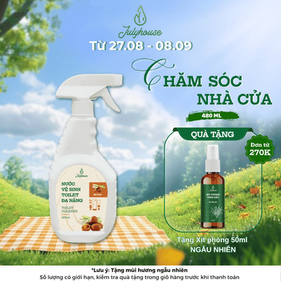 Nước tẩy bồn cầu vệ sinh toilet đa năng Julyhouse 480ml chiết xuất Bồ Hòn và tinh dầu sả chanh làm sạch khử mùi hiệu quả