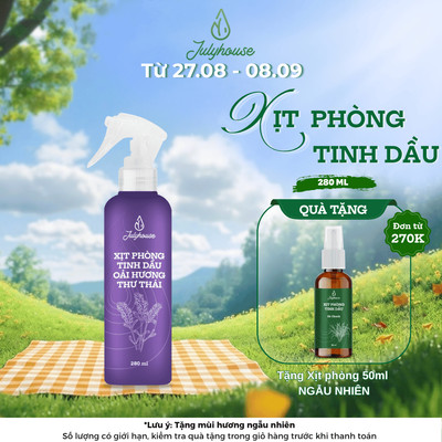 Xịt phòng ngủ tinh dầu Oải Hương Julyhouse 280ml làm thơm cấp tốc không gian, khử mùi ẩm mốc hiệu quả