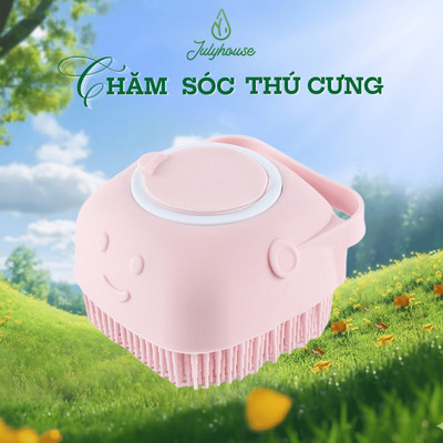 [HC GIFT] Bàn chải Julyhouse tắm cho chó mèo tạo bọt massage và có chỗ đựng sữa tắm (màu ngẫu nhiên)