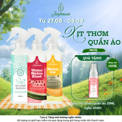 Xịt thơm quần áo thơm mát ngày dài JULYHOUSE dung tích 20ml/280ml