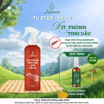 Bình xịt phòng tinh dầu quế JULYHOUSE 280ml hương thơm trầm ấm không gian