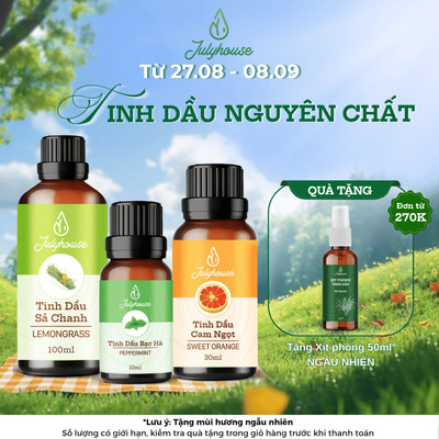 Tinh dầu sả chanh, bạc hà, cam ngọt, khuynh diệp thiên nhiên nguyên chất Julyhouse 30ml/50ml/100ml
