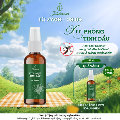 Bình xịt phòng tinh dầu sả chanh 50ml JULYHOUSE khử mùi, thơm như spa