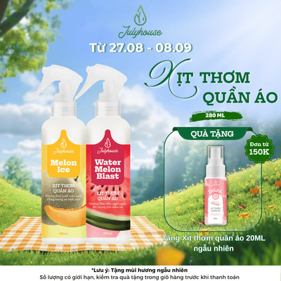 COMBO 2 xịt thơm quần áo 280ml dưa hấu dưa lưới thơm mát khử mùi quần áo