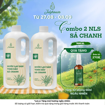 Combo 2 Nước lau sàn nhà tinh dầu Sả Chanh 1000ml JULYHOUSE thơm thư giãn như spa