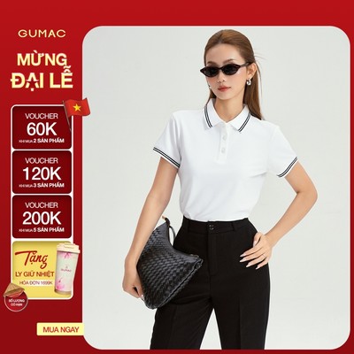 Áo Polo Nữ GUMAC Áo Thun Cá Sấu Cổ Phối Viền Co Giãn Thanh Lịch Công Sở, Thể Thao LPLE0917