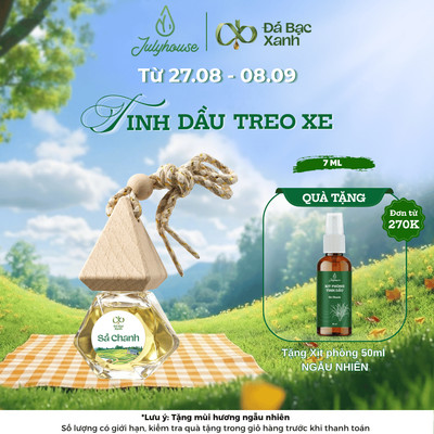 Tinh dầu treo xe Sả chanh 7ml Đá Bạc Xanh khuếch tán làm thơm ô tô, khử mùi dịu nhẹ