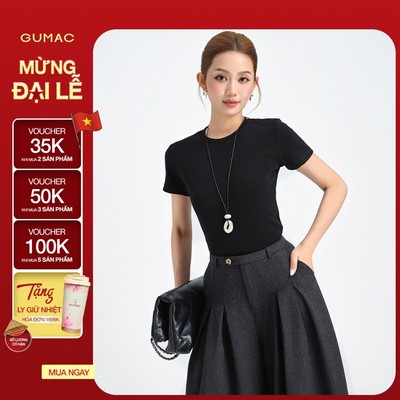 [NHẬP MÃ AFFYUZ7 GIẢM 39K] Áo Thun Nữ Baby Tee GUMAC Áo Phông Nữ Form Ôm Cổ Tròn Chất Thun Gân Co Giãn Tôn Dáng LATE0602