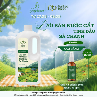 Nước lau sàn nước cất tinh dầu Sả chanh 1000ml Đá Bạc Xanh làm sạch nhà cửa, hương thơm dịu nhẹ, lành tính