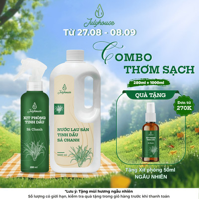 COMBO xịt phòng 280ml Nước lau sàn 1000ml thơm phòng khử mùi tốt