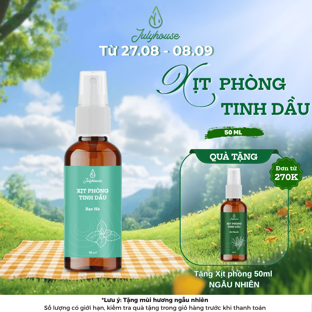 Bình xịt phòng tinh dầu bạc hà 50ml JULYHOUSE the mát sảng khoái