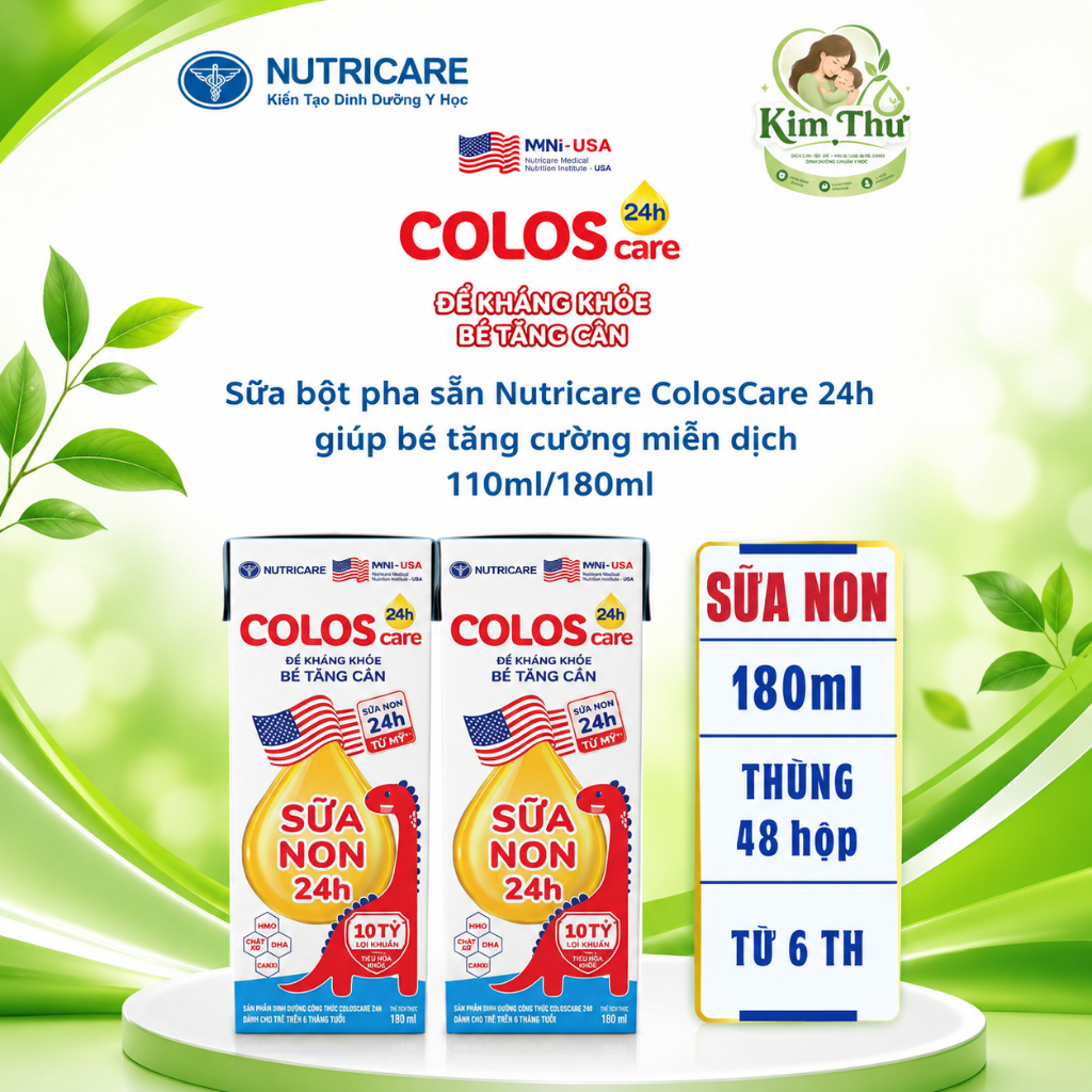 Sữa pha sẵn ColosCare 24H Nutricare 180ml Hỗ Trợ Tăng Đề Kháng, Tiêu Hóa Khỏe Cho Trẻ