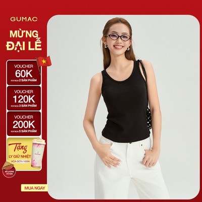Áo Tanktop Nữ GUMAC Form Slimfit Ôm Dáng Thun Gân Có Mút Co Giãn Thoáng Mát LATG0302 