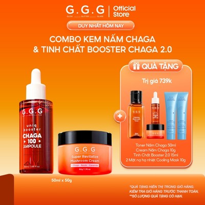 Combo Hỗ Trợ Cấp Ẩm & Tái Sinh Làn Da - GGG Kem Dưỡng Nấm 50g & Booster Nấm Chaga 50ml