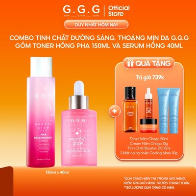 COMBO Tinh Chất Dưỡng Sáng, Thoáng Mịn Da GGG Gồm Toner Hồng PHA 150ml và Serum Hồng 40ml