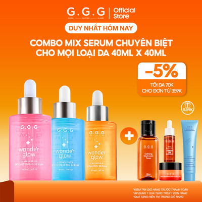 [COMBO MIX] Combo 2 Chai Serum tùy chọn Dưỡng Sáng Mờ Thâm Căng Bóng Cấp Ẩm Da GGG Wonder Glow Brightening 40ml, GGG