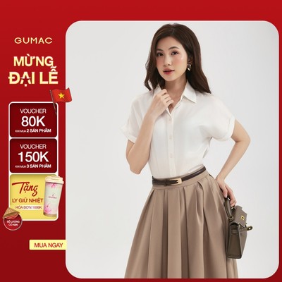Áo Sơ Mi Nữ Công Sở GUMAC Tay Ngắn Áo Kiểu Nữ Lụa Ngọc Trai Cao Cấp Đi Học Đi Làm AE04036