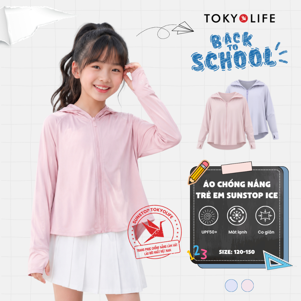 Áo khoác cho bé gái TOKYOLIFE SunStop Ice áo khoác ngoài mỏng nhẹ chống nắng co giãn thoải mái 40006