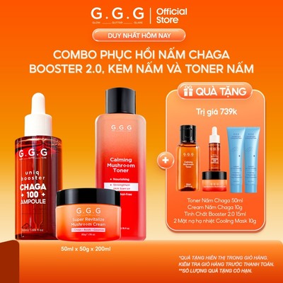 Combo Dưỡng Ẩm Toàn Diện, Làm Dịu & Phục Hồi Chuyên Sâu, Dưỡng Trắng, Ngừa Lão Hoá Từ Nấm Chaga G.G.G