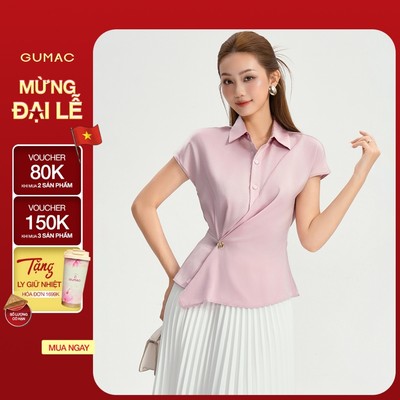 Áo Kiểu Nữ GUMAC Áo Sơ Mi Công Sở Peplum Vạt Đắp Tay Liền Chất Lụa Sang Trọng Thanh Lịch LAF1104