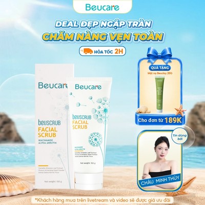 Tẩy tế bào chết da mặt BEUCARE trà xanh ,thấm hút dầu thừa , làm sạch da, dưỡng ẩm, sáng da 100g