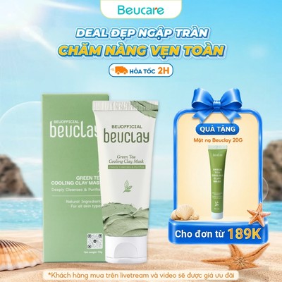 Mặt nạ đất sét BEUCLAY trà xanh sáng da, se khít lỗ chân lông, kiểm soát dầu, hỗ trợ giảm mụn cám mụn đầu đen