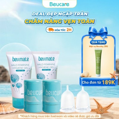 Combo 2 Cốc Nguyệt San BeUCup Chính Hãng,100% Silicol Y Tế Wacker Đức siêu mềm