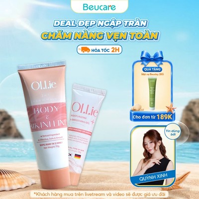Combo kem tẩy lông và kem dưỡng Ollie tẩy vùng kín, nách, tay, chân , an toàn không đau rát,dưỡng da phù hợp mọi loại da
