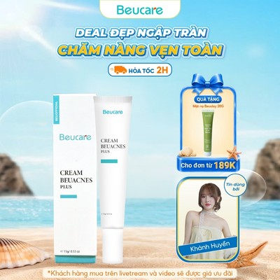 Combo 2 kem giảm mụn nhanh 24h BEUACNES PLUS mụn trứng cá, chiết xuất rau má, hỗ trợ mờ thâm mụn 15g