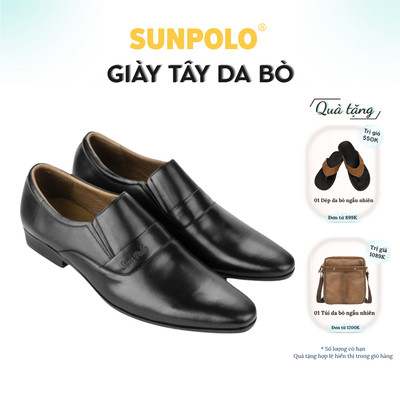 Giày tây nam Da bò cao cấp SUNPOLO giày công sở đế cao 3cm TAY234