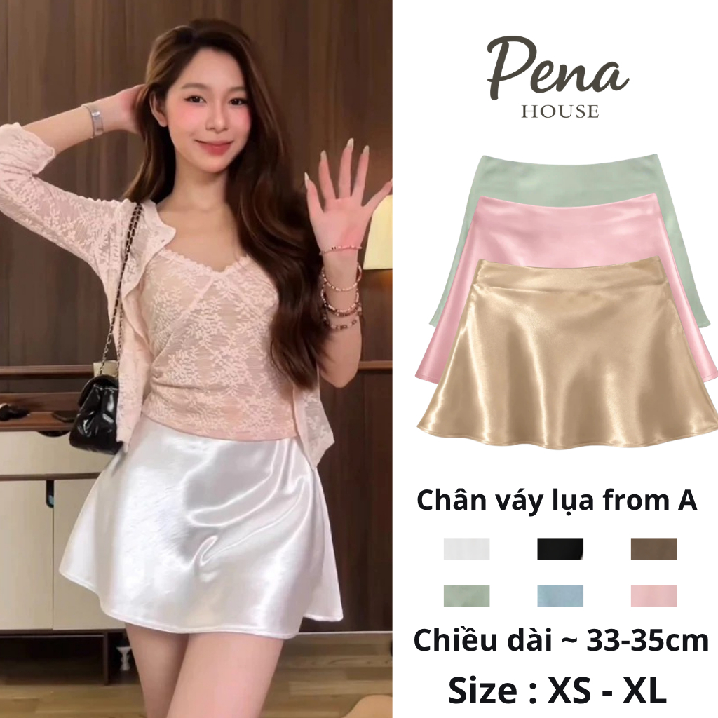 Chân Váy Lụa Satin Form A Dáng Ngắn Cạp Cao Có Quần Bảo Hộ Xòe Nữ Hàn Quốc HN221