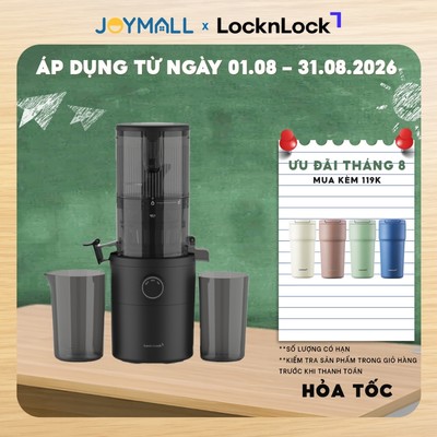 Máy Ép Chậm Trái Cây Nguyên Quả Locknlock Slow Juicer EJJ441BLK 200W, Hàng Chính Hãng, Miệng Rộng - JoyMall