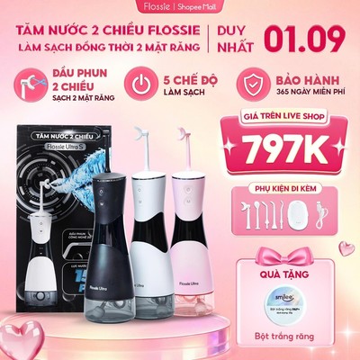 [GIÁ 935K TẠI LIVE SHOP] Máy tăm nước 2 chiều Flossie Ultra 5 chế độ làm sạch sâu cho người răng niềng - KOC