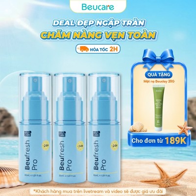 Combo 3 Xịt khử mùi toàn thân, lăn khử mùi BEUFRESH ngăn tiết mồ hôi, hạn chế mùi cơ thể 30ml