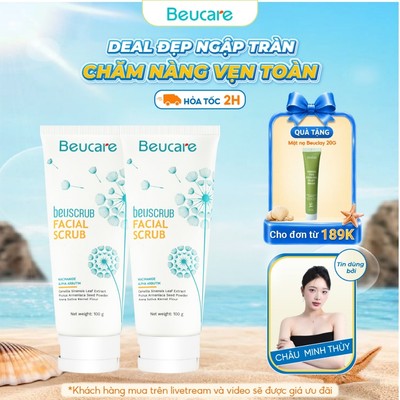 Combo 2 tẩy tế bào chết mặt BEUCARE trà xanh, tẩy da chết mặt ,thấm hút dầu thừa , làm sạch da, dưỡng ẩm, dưỡng sáng da