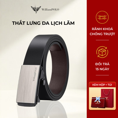 [Deal Hot] Thắt lưng nam cao cấp WILLIAMPOLO chính hãng mặt khóa bạc chất liệu da sang trọng