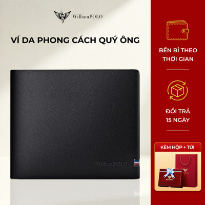 [Quà tặng cao cấp] Ví nam da dập nổi cao cấp WILLIAMPOLO chính hãng hàng hiệu sang trọng dùng làm quà