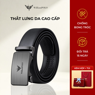 [Quà tặng cao cấp] Thắt lưng da nam WILLIAMPOLO chính hãng mặt nhám thiết kế logo in giữa POLO22160